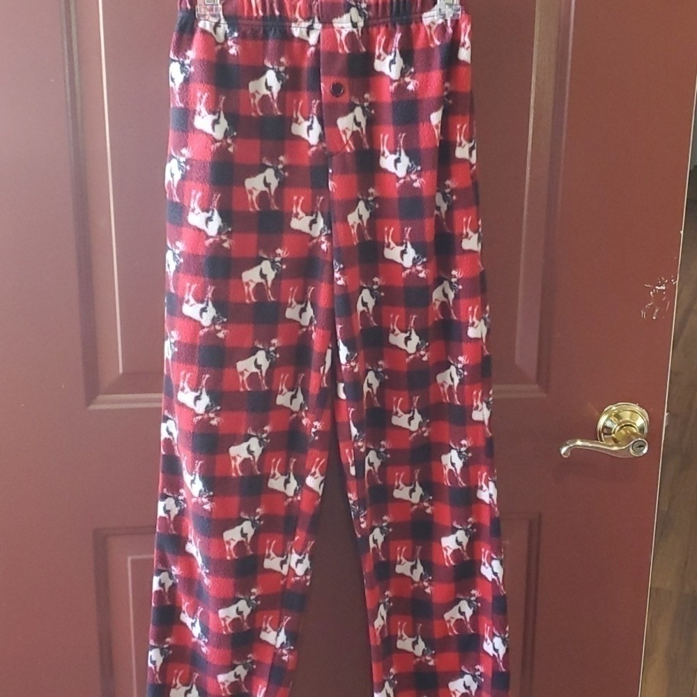 Open Trails Buffalo check fleece pants with moose Size XS men's - Picture 1 of 11